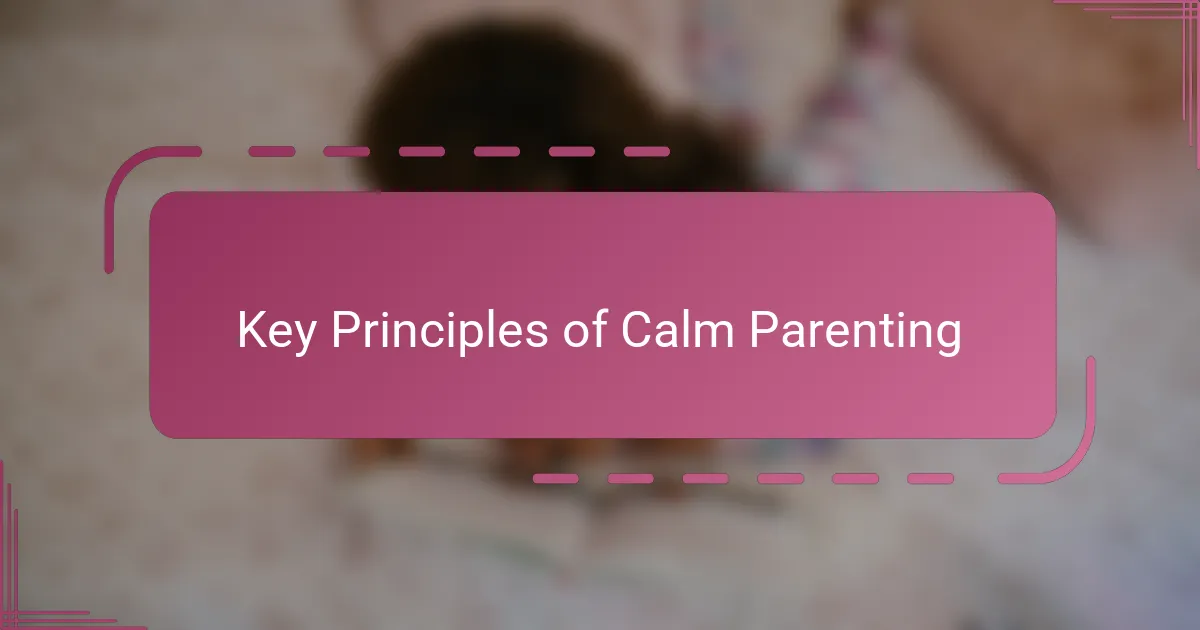Key Principles of Calm Parenting