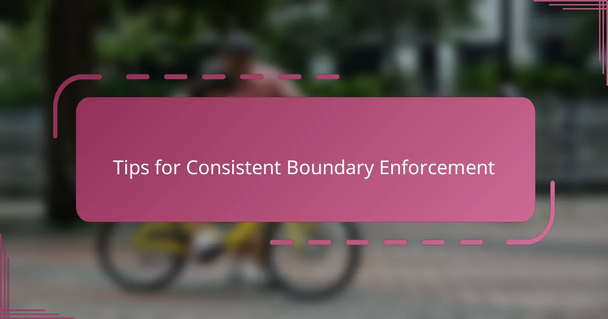 Tips for Consistent Boundary Enforcement
